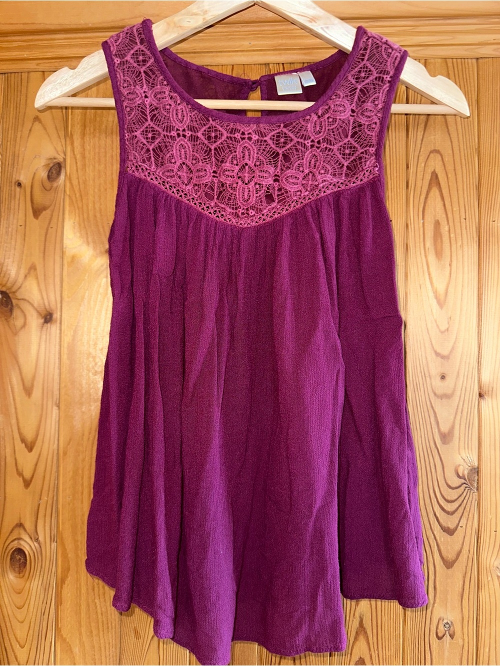 twik Lace Yoke Sleeveless Camisole - Berry Plum